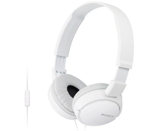אוזניות Sony MDR-ZX110AP עם מיקרופון בצבע לבן