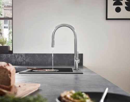 תמונה ברז נשלף למטבח 72800000 בגימור כרום האנסגרואה H