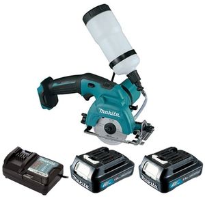 סט מסור נטען רטוב לחיתוך זכוכית ואריחים "3.5 MAKITA CC301D כולל 2 סוללות 1.5A ומטען 12V