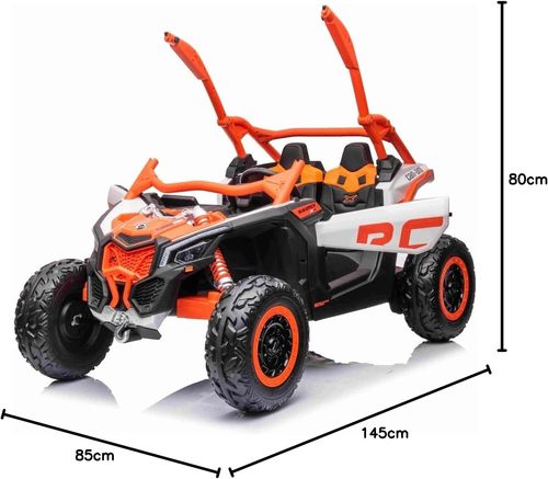 באגי ממונע 24V מאבריק קאן אם Mavic CAM AM עם גלגלי גומי EAV, אורות, שלט ובולמי זעזועים - שחור/כתום