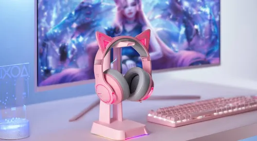 אוזניות גיימינג Edifier G5BT Hi-Res Gaming Headset - Cat Version (Pink) EDF700007p