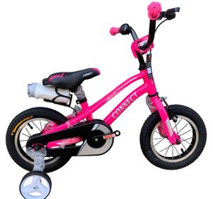 אופניים לילדים קונקט פרימיום Connect Premium שלדת אלומיניום, גלגלי "14 וגלגלי עזר לגילאי 3-4 - ורוד