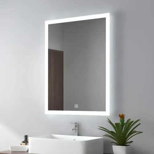 מראת LED מעוצבת עם תאורה אווירה חכמה – יוקרה אצלך באמבטיה מתוך קולקציית מראות קיר (תמונה ראשית) - פתרון פונקציונלי ואסתטי לארגון הבית