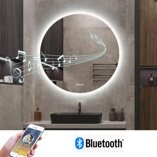 מראת LED חכמה עם רמקול Bluetooth ומפשיר אדים – יוקרה וטכנולוגיה אצלך באמבטיה ! מתוך קולקציית מראות קיר (תמונת אווירה) - שילוב מושלם בין נוחות שימ