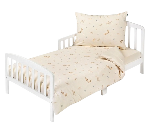 סט מצעים 3 חלקים למיטת מעבר מבד 100% כותנה - עלים WASH