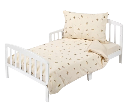 סט מצעים 3 חלקים למיטת מעבר מבד 100% כותנה - ציפורים נודדות