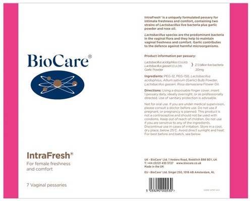 IntraFresh - 7 Vaginal pessaries - נרות ווגינלים לאישה