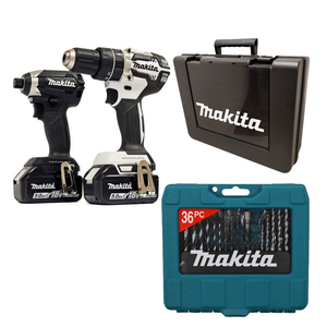 סט 2 כלים 18V נטען עם 2 סוללות 5A ומטען MAKITA DLX2180TX1 + סט 36 ביטים מתנה |