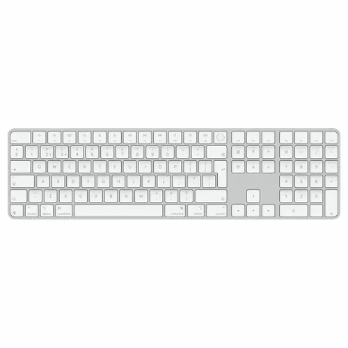 מקלדת אלחוטית למחשב מק יבואן רשמי סי.דאטה Apple Magic Keyboard with Touch ID and Numeric Keypad for Mac models with Apple silicon - White Keys MXK73HB/A