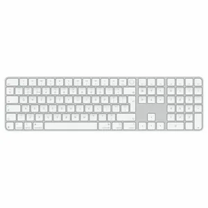 מקלדת אלחוטית למחשב מק יבואן רשמי סי.דאטה Apple Magic Keyboard with Touch ID and Numeric Keypad for Mac models with Apple silicon - White Keys MXK73HB/A