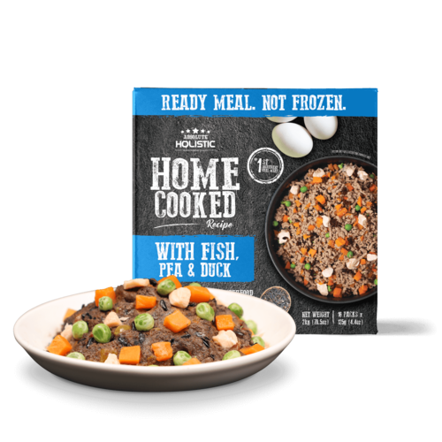 מזון טבעי לכלבים HOME COOKED סרדין אפונה וברווז