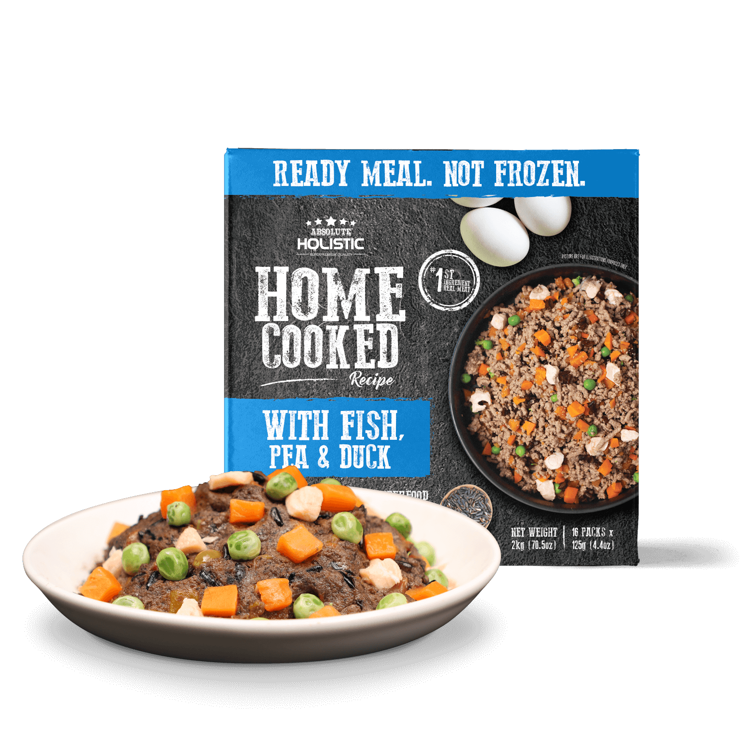 מזון טבעי לכלבים HOME COOKED סרדין אפונה וברווז