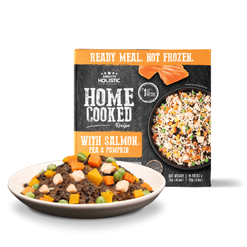 מזון טבעי לכלבים HOME COOKED סלמון אפונה ודלעת