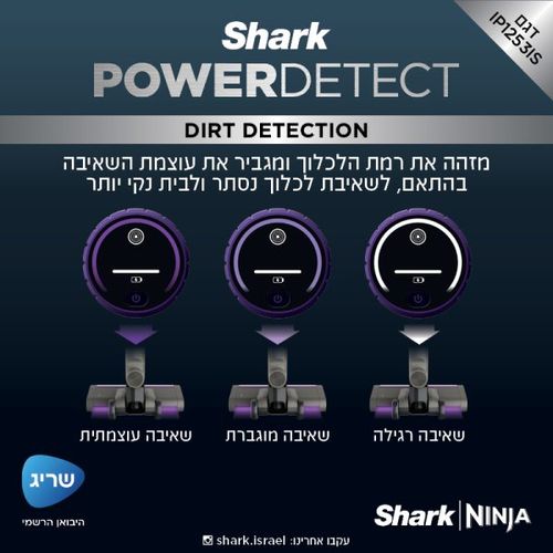 שואב אבק אלחוטי SHARK שארק דגם POWER DETECT IP1253
