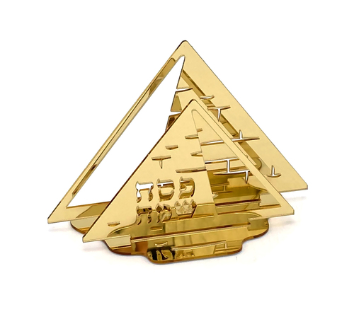מעמד למפיות אקרילי פירמידה - זהב