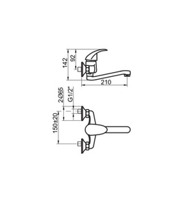 ברז קיר לאמבט פיה מסתובבת דגם מרין כרום MR0115CH סניטק