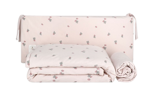 סט מצעים למיטת תינוק 3 חלקים 100% כותנה - ורוד בהיר