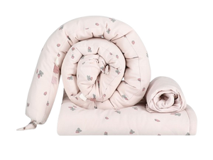 סט מצעים 3 חלקים לעריסת תינוק 100% כותנה - ורוד בהיר