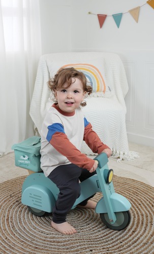 בימבה אופנוע שליח עם 3 גלגלי גומי ותיק אחורי - כחול 