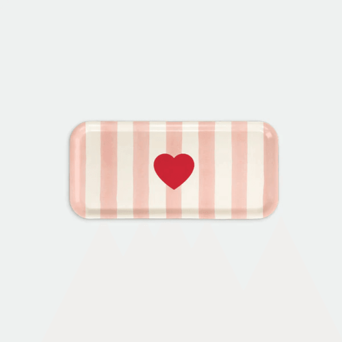 מגש מלבני: Pink stripes S