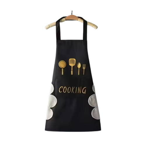 סינר מטבח Cooking מתכוונן עם כיס ומגבות | צבע שחור