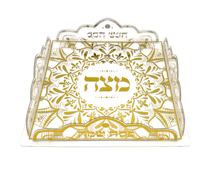 מגש מצות אקרילי קשיח שקוף-זהב