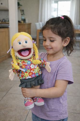 בובת תיאטרון ילדה פותחת את הפה צילה SP3501