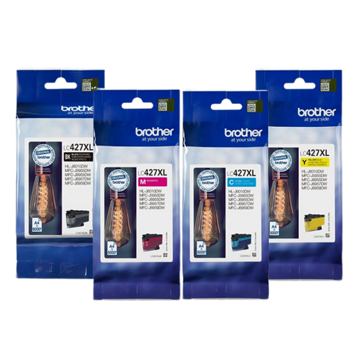סט ראשי דיו מקורי Brother lc427 XL bk/c/m/y
