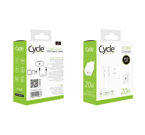 מטען קיר מהיר Cycle CYHPD20W-T PLUS 20W עם יציאת PD + כבל Type-C