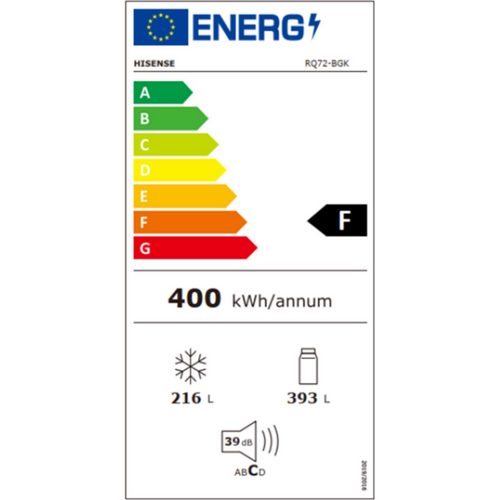 מקרר ‏מקפיא תחתון Hisense RQ72BGK ‏609 ‏ליטר זכוכית שחורה