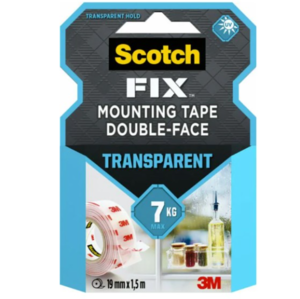 דבק דו צדדי שקוף עמיד וחזק לשימוש פנימי 1.5X19 SCOTCH FIX 3M