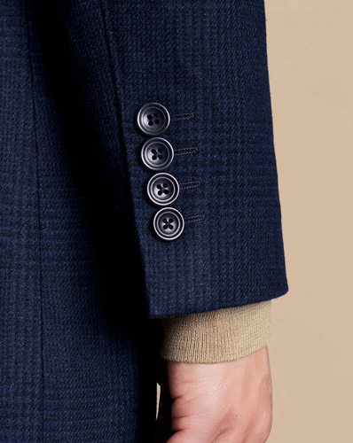 מעיל צמר Navy Prince of Wales Wool Overcoat