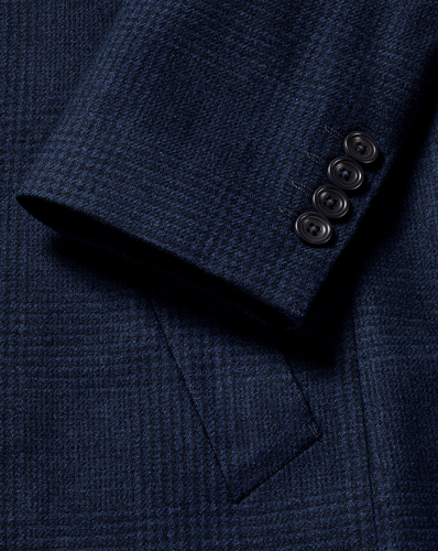 מעיל צמר Navy Prince of Wales Wool Overcoat