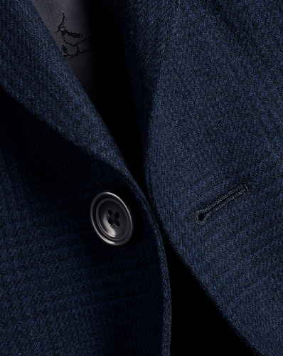 מעיל צמר Navy Prince of Wales Wool Overcoat