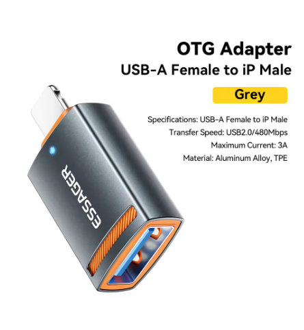 מתאם איכותי ומהיר LIGHTNING זכר לUSB נקבה 