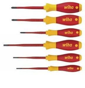 סט 6 מברגים מקצועי קצה דק slimFix לחשמלאים SoftFinish® שטוח+פיליפס דגם WIHA 38362