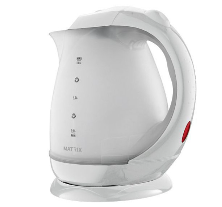 קומקום חשמלי נשלף יוסטון 1.8 ליטר 2000W דגם MX-HOUS-WH מבית Matrix - צבע לבן