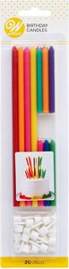 מארז נרות צבעוניים קצרים + ארוכים 20 י"ח WILTON