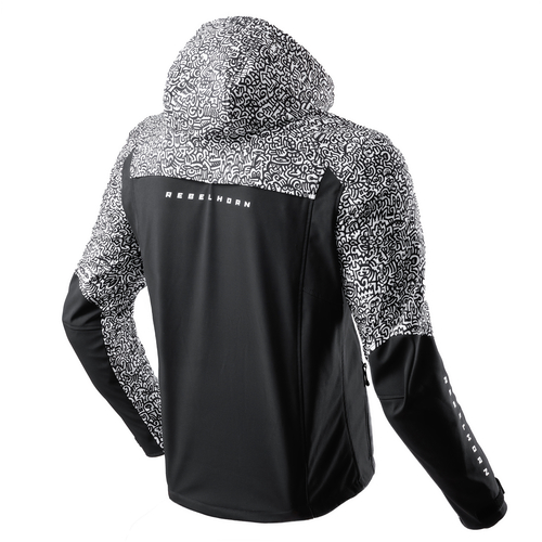 מעיל רכיבה עירוני רבל הורן שחור / לבן - REBELHORN SLASH TEXTILE JACKET