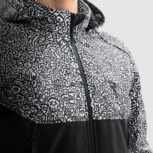 מעיל רכיבה עירוני רבל הורן שחור / לבן - REBELHORN SLASH TEXTILE JACKET