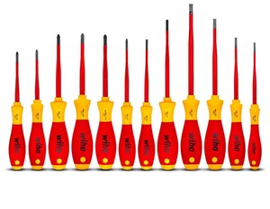 סט 12 מברגים SoftFinish מקצועי קצה דק לחשמלאים שטוח+פיליפס+טורקס+פוזידרייב דגם WIHA 41003