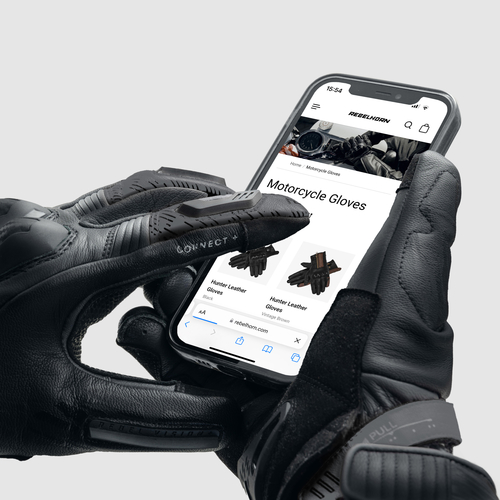כפפות עור רבל הורן שחור - REBELHORN VIPER GLOVES