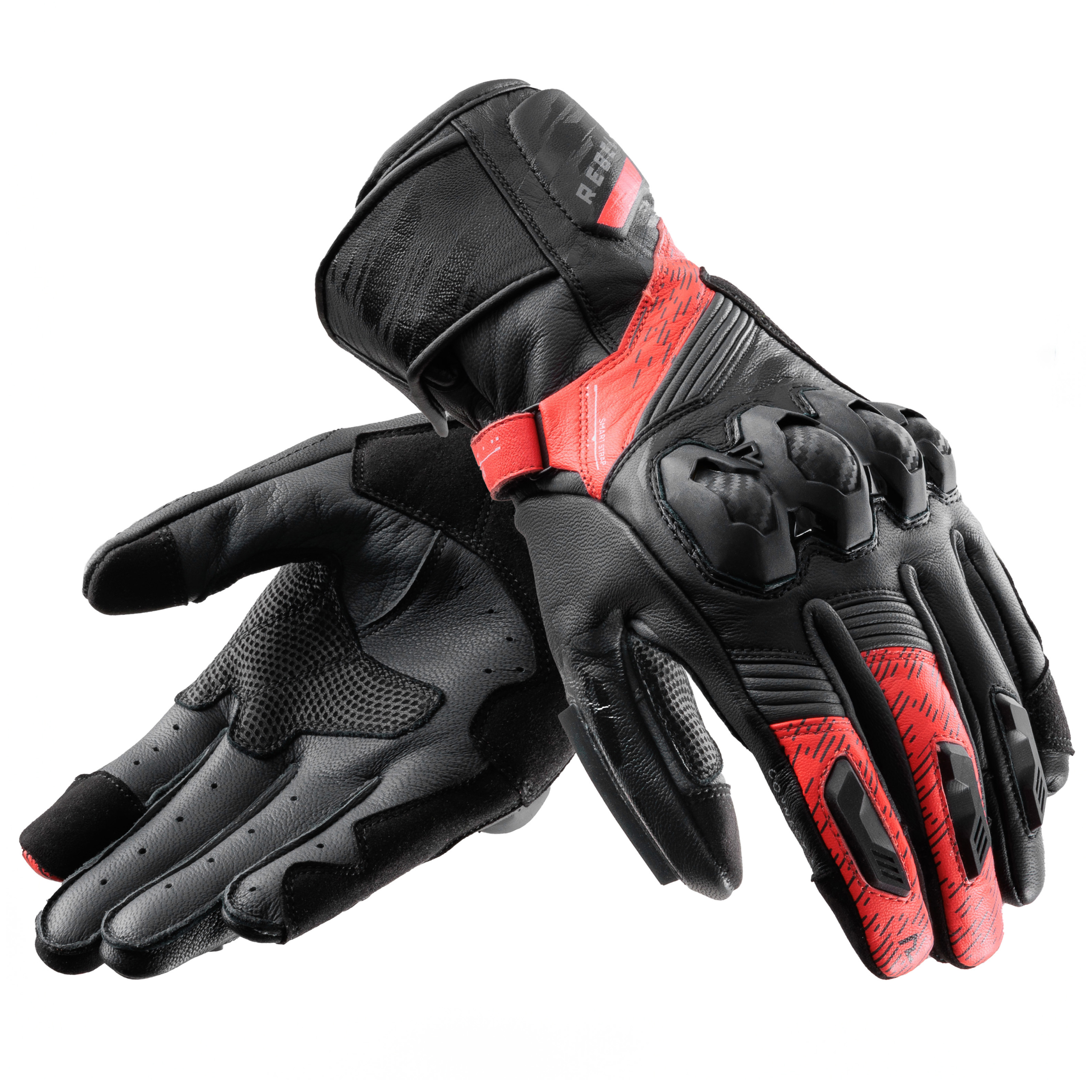 כפפות עור רבל הורן שחור / אדום - REBELHORN VIPER GLOVES