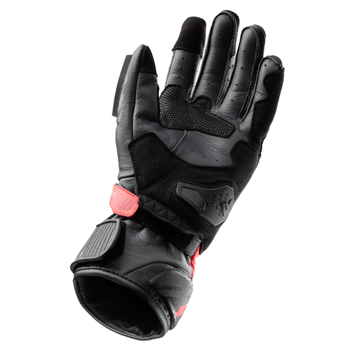 כפפות עור רבל הורן שחור / אדום - REBELHORN VIPER GLOVES