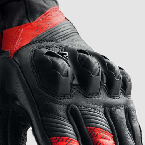 כפפות עור רבל הורן שחור / אדום - REBELHORN VIPER GLOVES