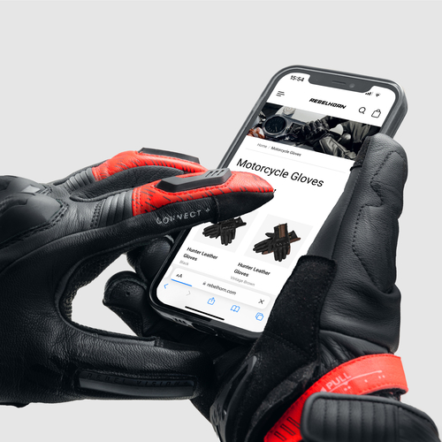 כפפות עור רבל הורן שחור / אדום - REBELHORN VIPER GLOVES