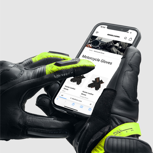 כפפות עור רבל הורן שחור / צהוב - REBELHORN VIPER GLOVES