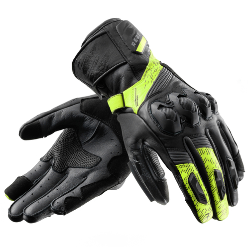 כפפות עור רבל הורן שחור / צהוב - REBELHORN VIPER GLOVES