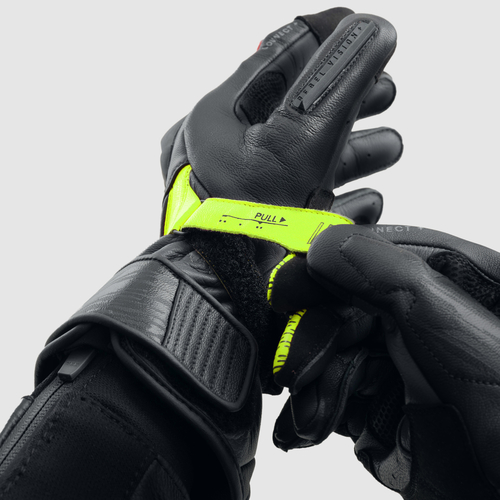 כפפות עור רבל הורן שחור / צהוב - REBELHORN VIPER GLOVES