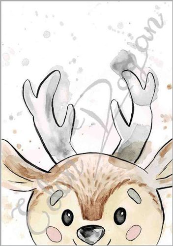 שלישיית תמונות מעוצבות לחדר תינוק / ילדים בגודל A4, מסגרת טבעי - חיות היער 